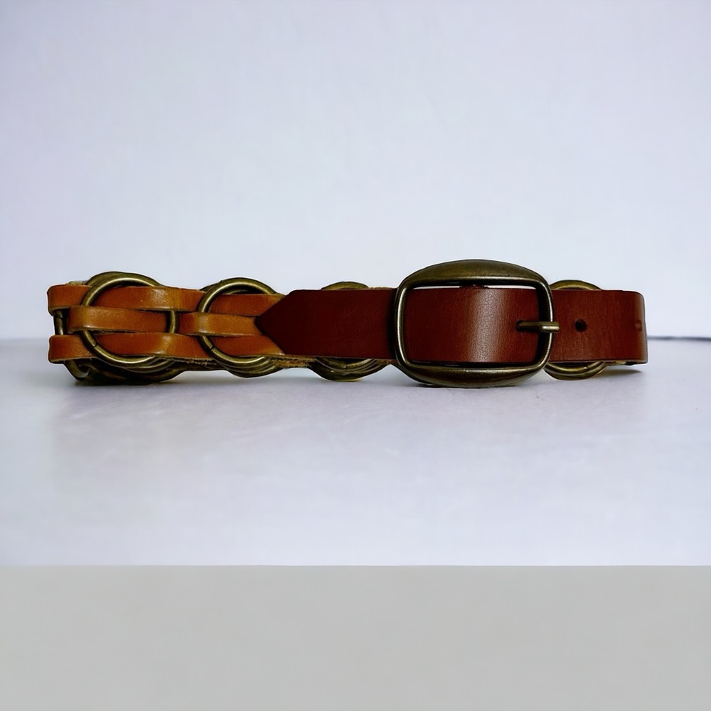 Express Brown Leather Woven Chain Style Belt